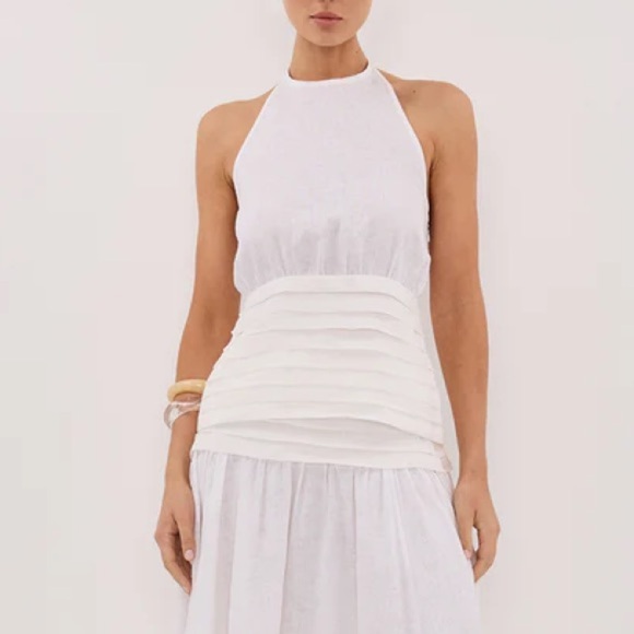 Dissh Hallie White Linen Halter Top Size 4 Small NWT - Picture 3 of 12